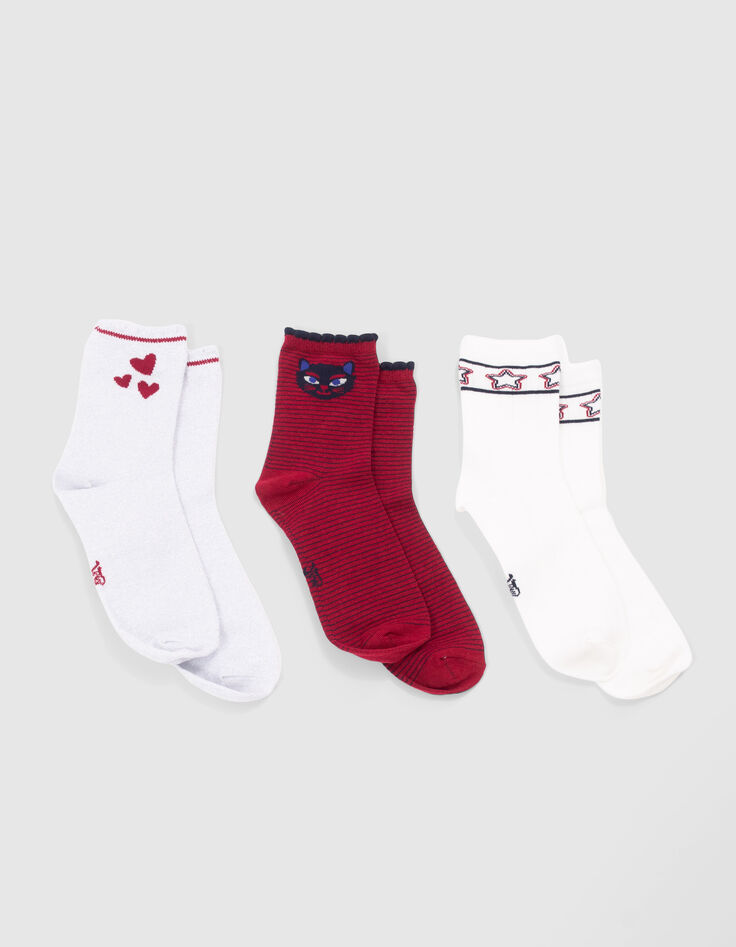 Calcetines blanco, rojo y silver niña-4