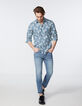 Indigo SLIM overhemd aquarelprint biokatoen heren-6