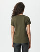 Tee-shirt kaki coton bio chevrons perles brodées Femme-3