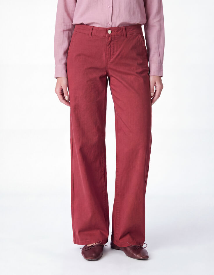 Chino large Rouge coton Femme-2