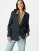 Veste de tailleur marine motif rayures tennis Femme-2