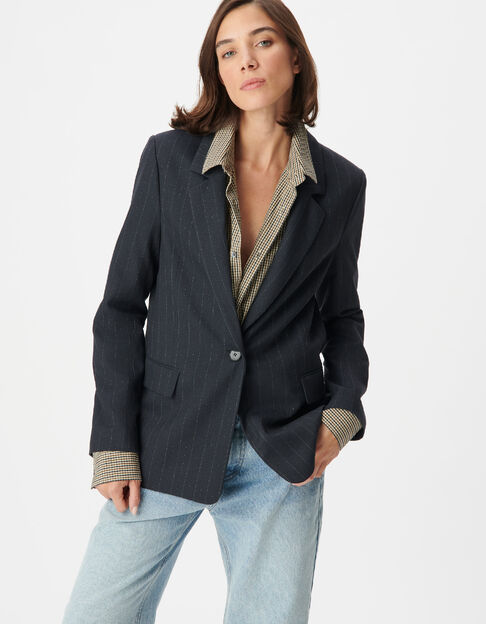 Marineblau gestreifte Tennisanzugjacke f&uuml;r Damen - IKKS