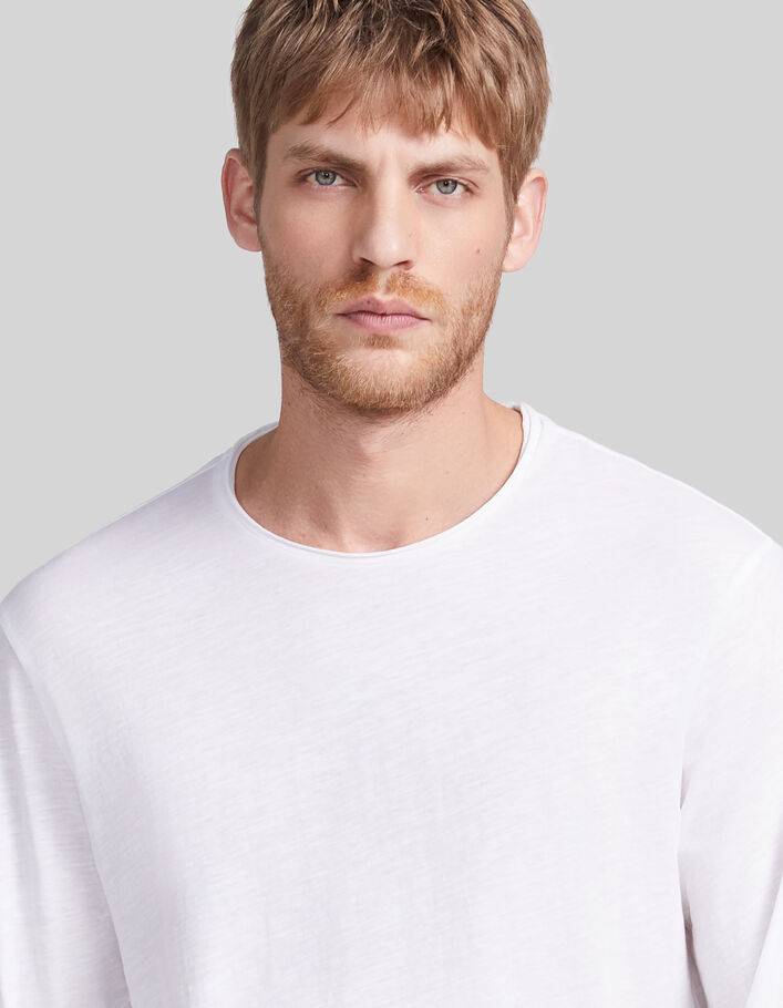 Men’s white Essential round-neck long-sleeve t-shirt - IKKS