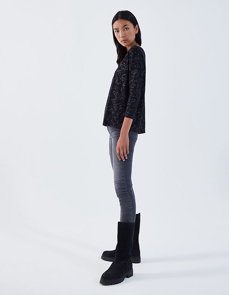 Zwart T-shirt metallic dierenprint dames-6
