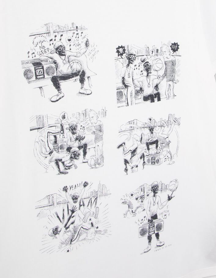 T-shirt blanc bio visuel BD Hip Hop Homme-5