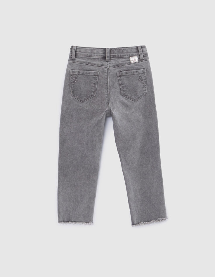 Graue SLIM-Mädchenjeans mit asymmetrischem Reißverschluss-4