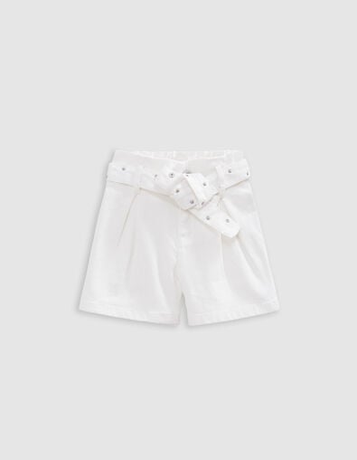 Shorts vaqueros crudo cinturón tachuelas y ojales niña - IKKS