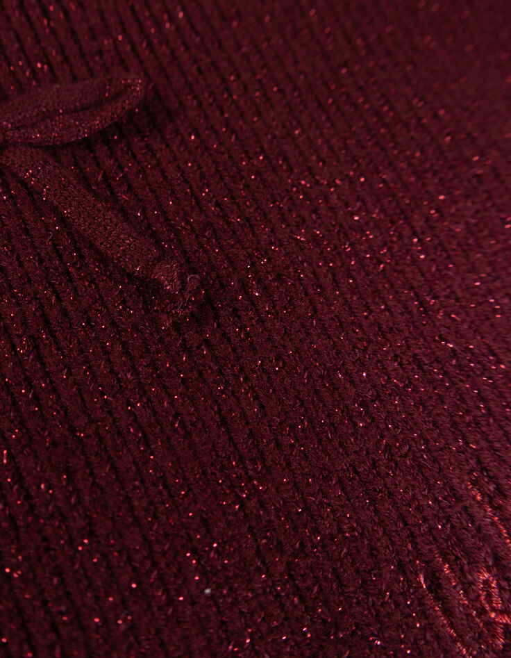 Girls’ pink glittery knit cowl with bow decor-8 Girls’ pink glittery knit cowl with bow decor-8