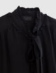 Zwart blouse Pure Edition met lavalli&egrave;rekraag Dames-4