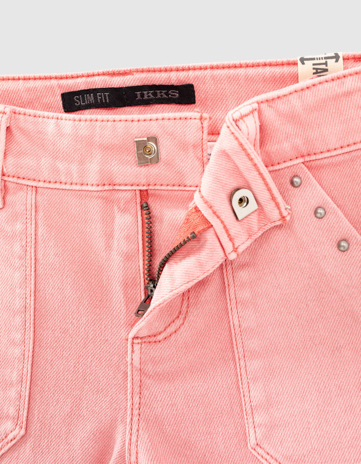 Vaqueros slim rosa medio con tachuelas niña  -6