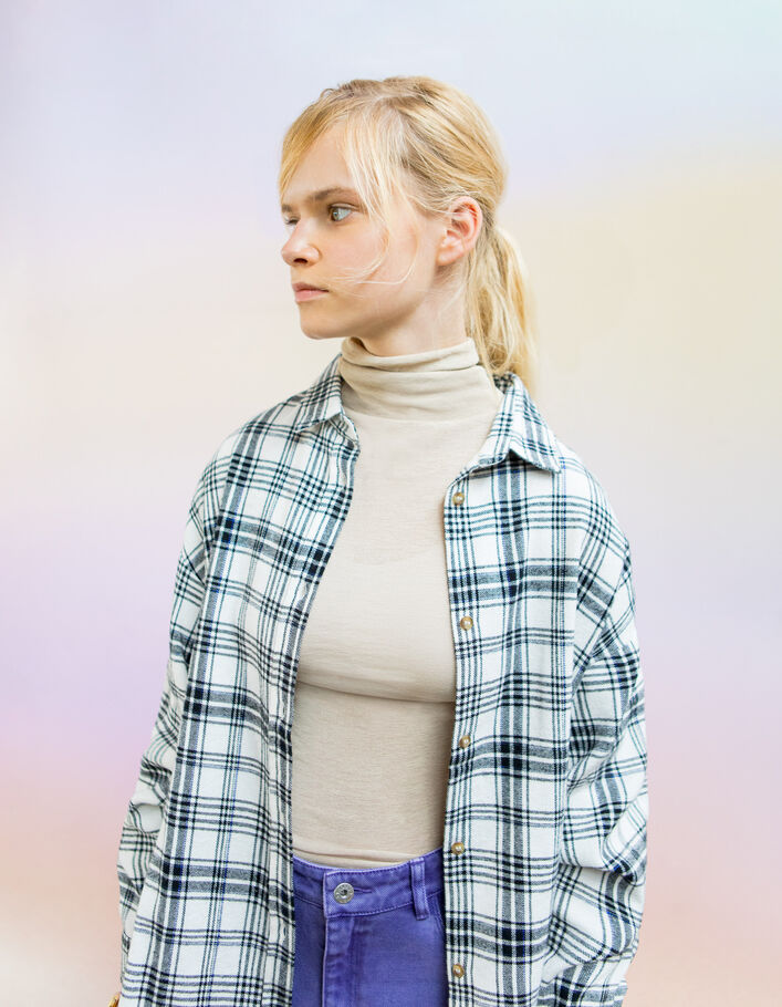 Girls’ black and white checked shirt-8
