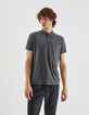 Polo gris anthracite à col pressionné IKKS BETTER Homme-2