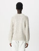 Women's Beige High-Neck Sweater in Yarn-Dyed Knit-2