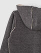 Cardigan gris chiné à coutures apparentes garçon -5