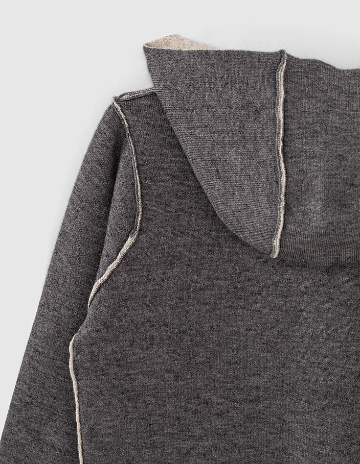Cardigan gris chiné à coutures apparentes garçon -5 Cardigan gris chiné à coutures apparentes garçon -5