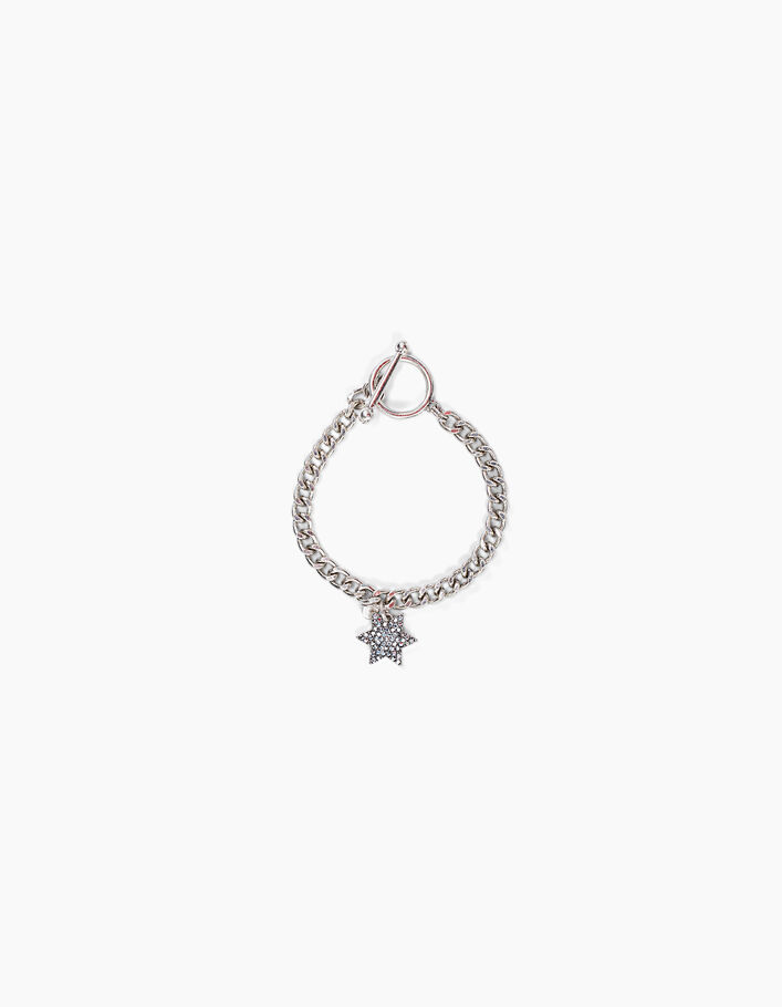 Women’s silver metal chain bracelet with star medallion - IKKS