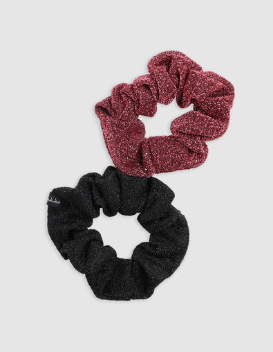 Schwarze und rosa Glitzer Haargummis f&uuml;r M&auml;dchen - IKKS