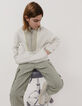 Sweat camionneur gris et kaki passepoil anis garçon-2