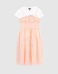2-in-1 jurk blush tule gesmokt en T-shirt met tekst-3