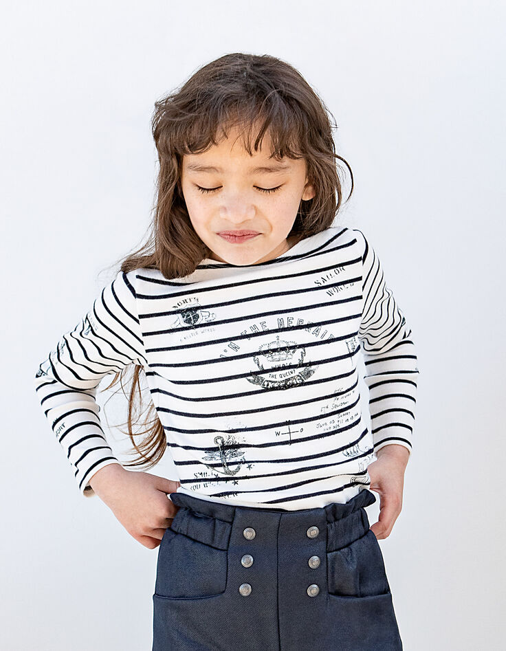 Camiseta marinera cruda y navy con visuales tattoos niña-1