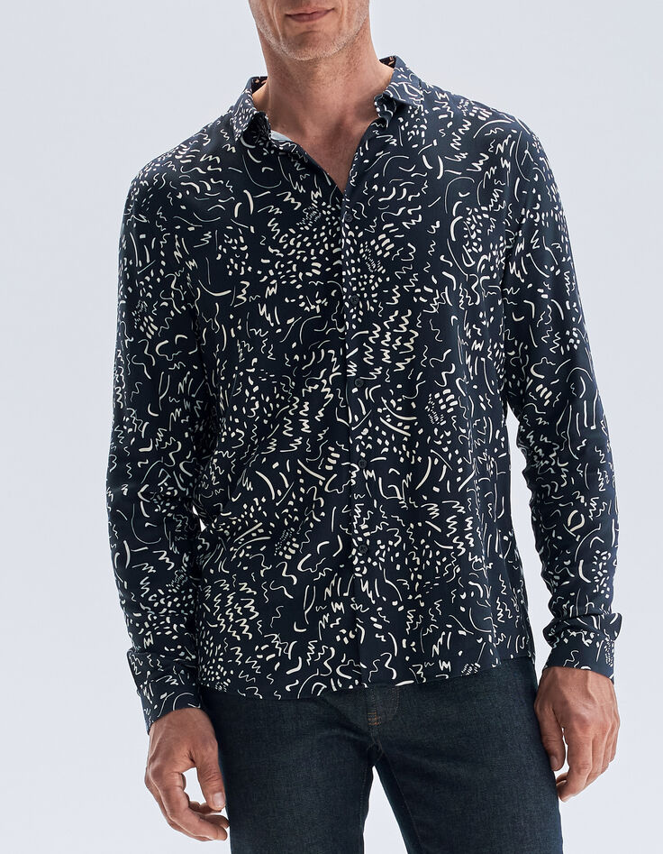 Chemise REGULAR marine LENZING™ ECOVERO™ imprimé graffiti Homme-10