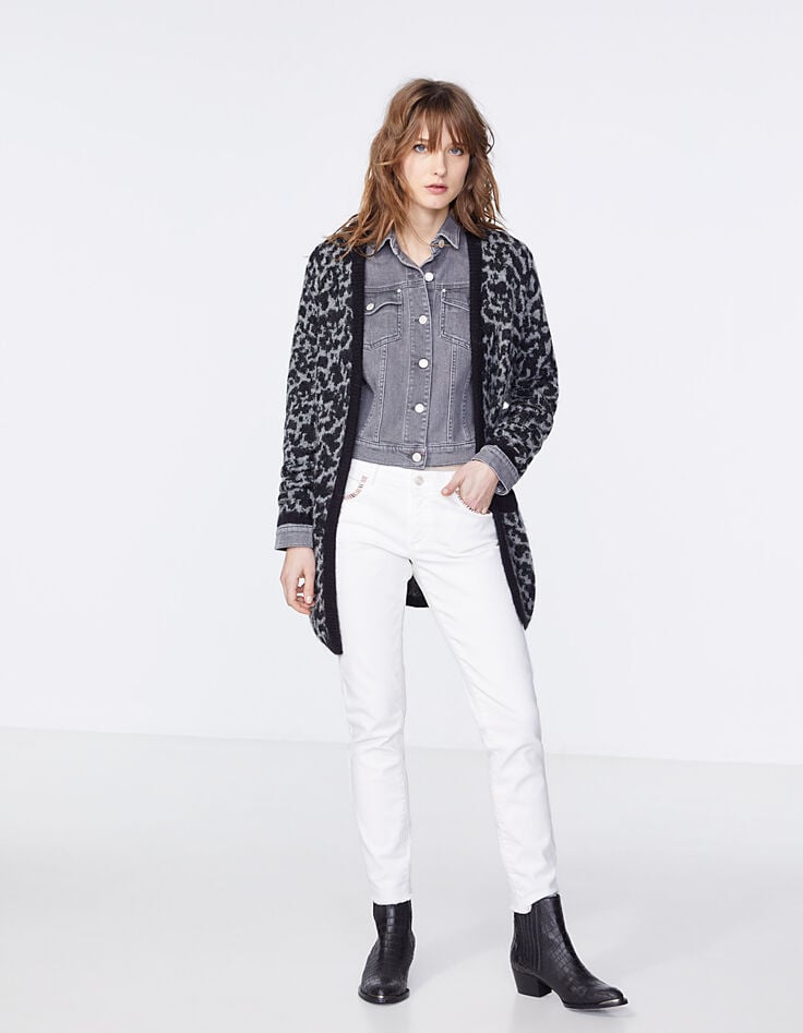 Cardigan mi-long apport alpaga jacquard léopard femme-5