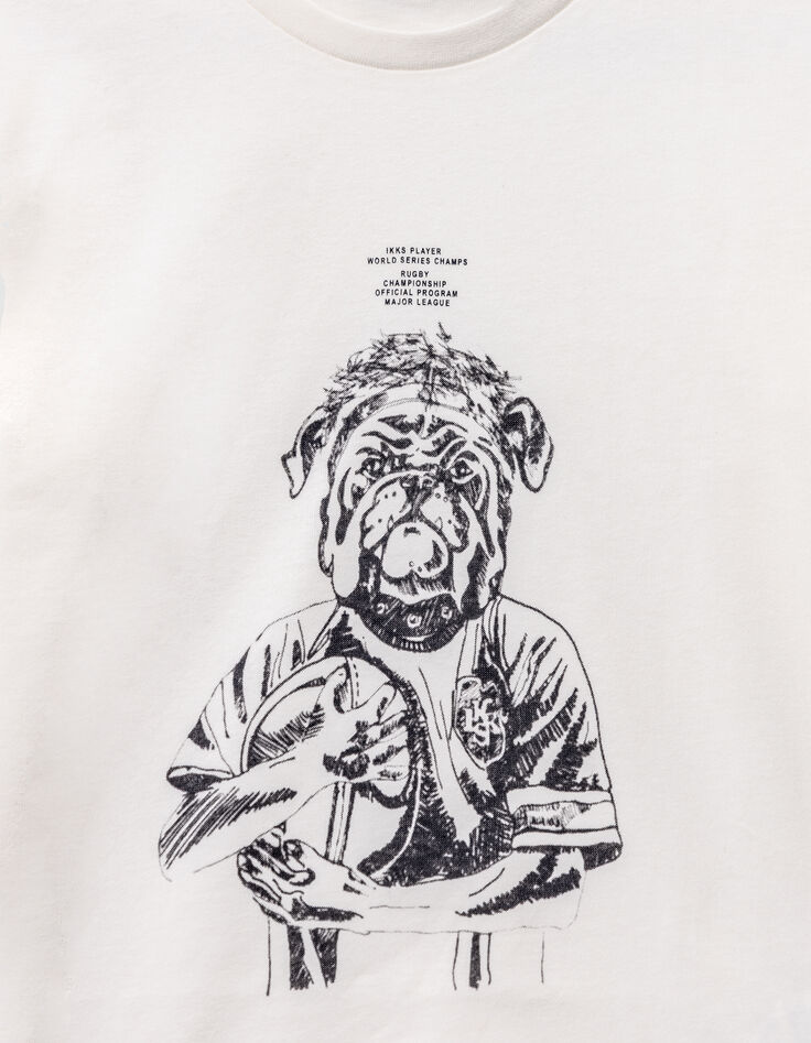 T-shirt blanc coton bio visuel chien garçon-6 T-shirt blanc coton bio visuel chien garçon-6