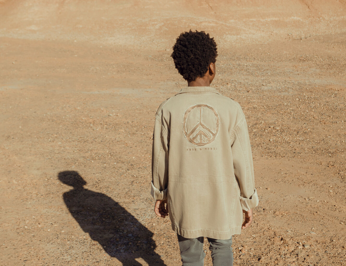 Boys’ light khaki Terra® Denim safari jacket, P&L back - IKKS-2