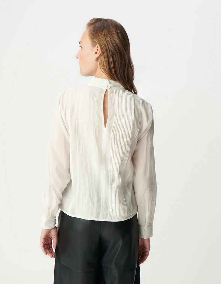 Off-white Bluse aus Bio-Baumwolle mit Besätzen Damen-3