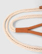 Ceinture à nouer en corde beige avec boucle cuir Femme-5