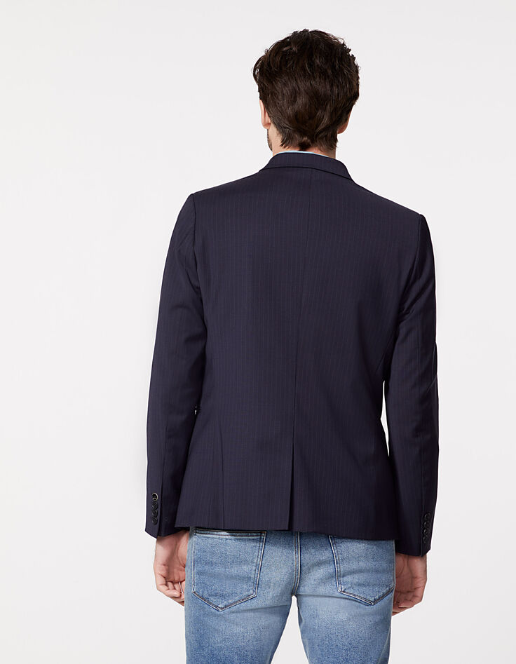 Veste de costume marine à fines rayures Homme-4
