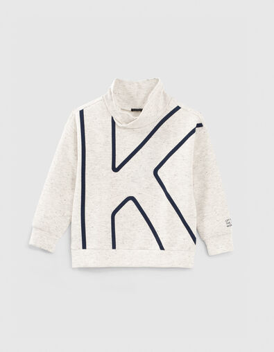 Boys’ white marl XL K high neck sweatshirt  - IKKS