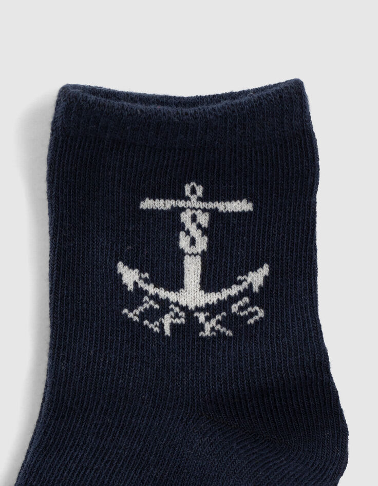 Baby boys' navy/grey/striped socks-3