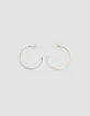 Boucles d'oreille créoles argenté maille gourmette femme-1