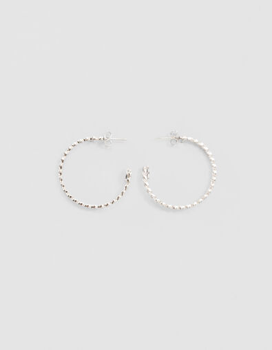 Boucles d'oreille créoles argenté maille gourmette femme - IKKS
