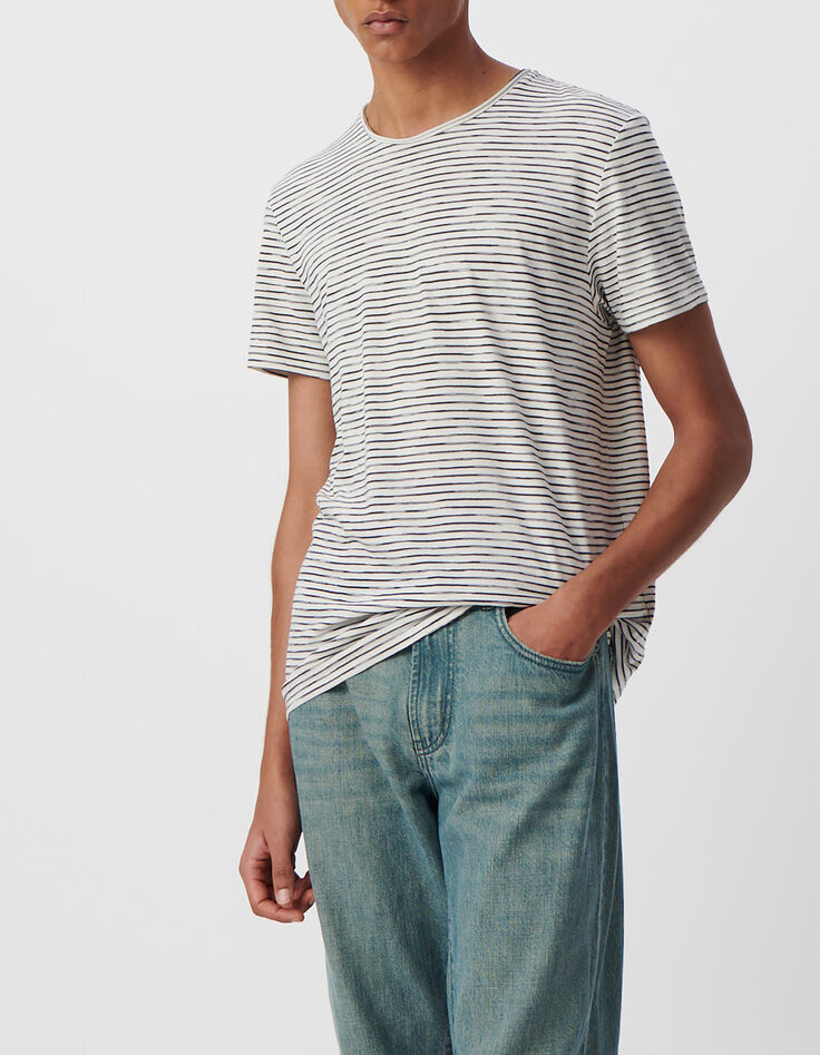 Men&rsquo;s white sailor T-shirt with navy stripes-2