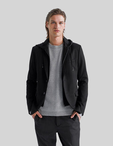Men’s black Interlock jacket with detachable facing - IKKS