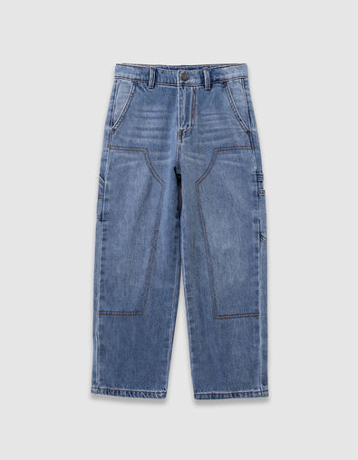 Blaue Jungen-Baggy-Jungenjeans mit Zimmermannstasche - IKKS