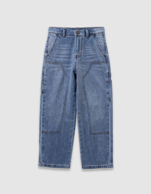Blauwe baggy jeans timmermanszak jongens - IKKS