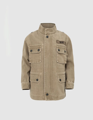 Boys’ light khaki Terra® Denim safari jacket, P&L back - IKKS