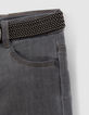 Boys’ grey SLIM jeans with woven belt-8