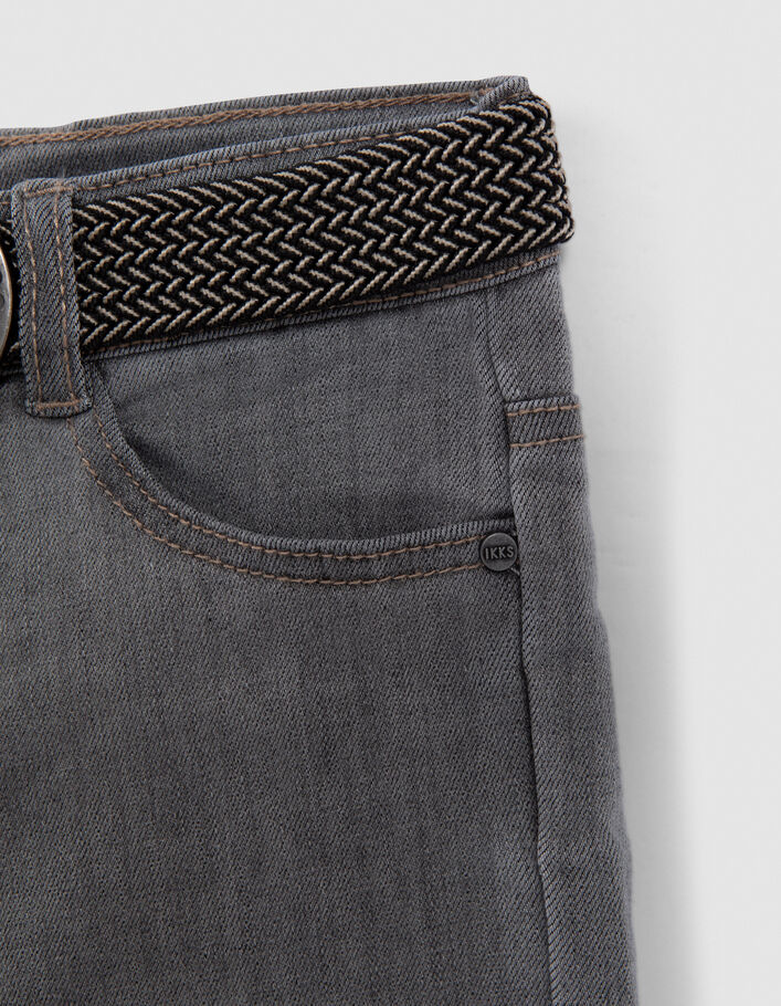 Boys’ grey SLIM jeans with woven belt - IKKS