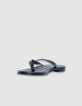 Women's flat black leather flip-flops-2