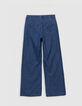 Waterless blue LARGE jeans with marked pleats for girl-6