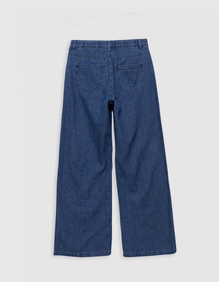 Waterless blue LARGE jeans with marked pleats for girl-6