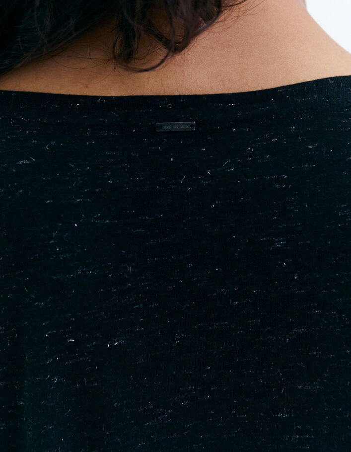 Camiseta negra mensaje bordado cuentas Ecovero™ mujer - IKKS