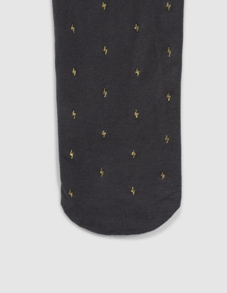 Dunkel marineblaue Mädchenstrumpfhose mit Blitzprint-2
