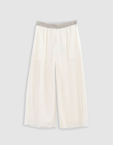 Ecru wijde broek pliss&eacute; elastisch glitters meisjes - IKKS