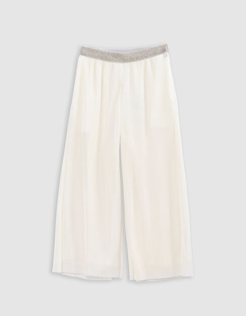 Ecru wijde broek plissé elastisch glitters meisjes - IKKS