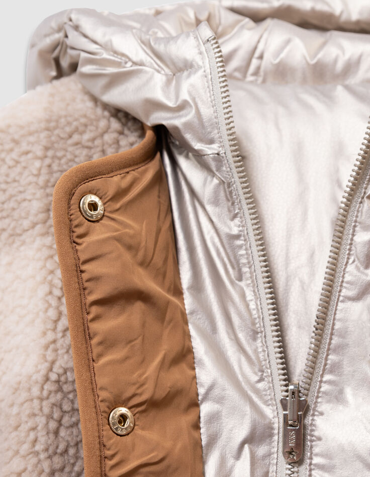 Doudoune réversible dorée et sherpa carreaux fille-8 Doudoune réversible dorée et sherpa carreaux fille-8